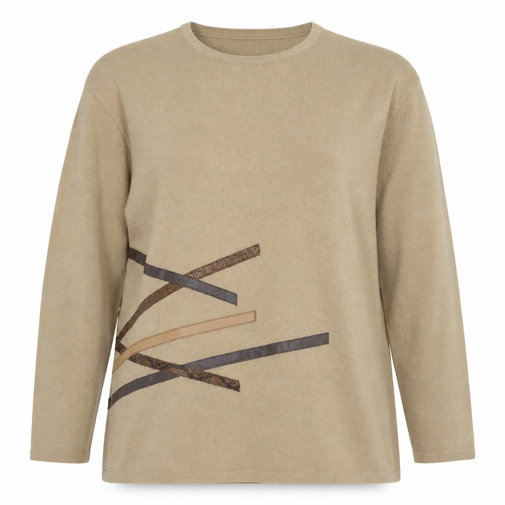 Chianti Women’s Beige Merino Wool Blend Pullover Jumper XL