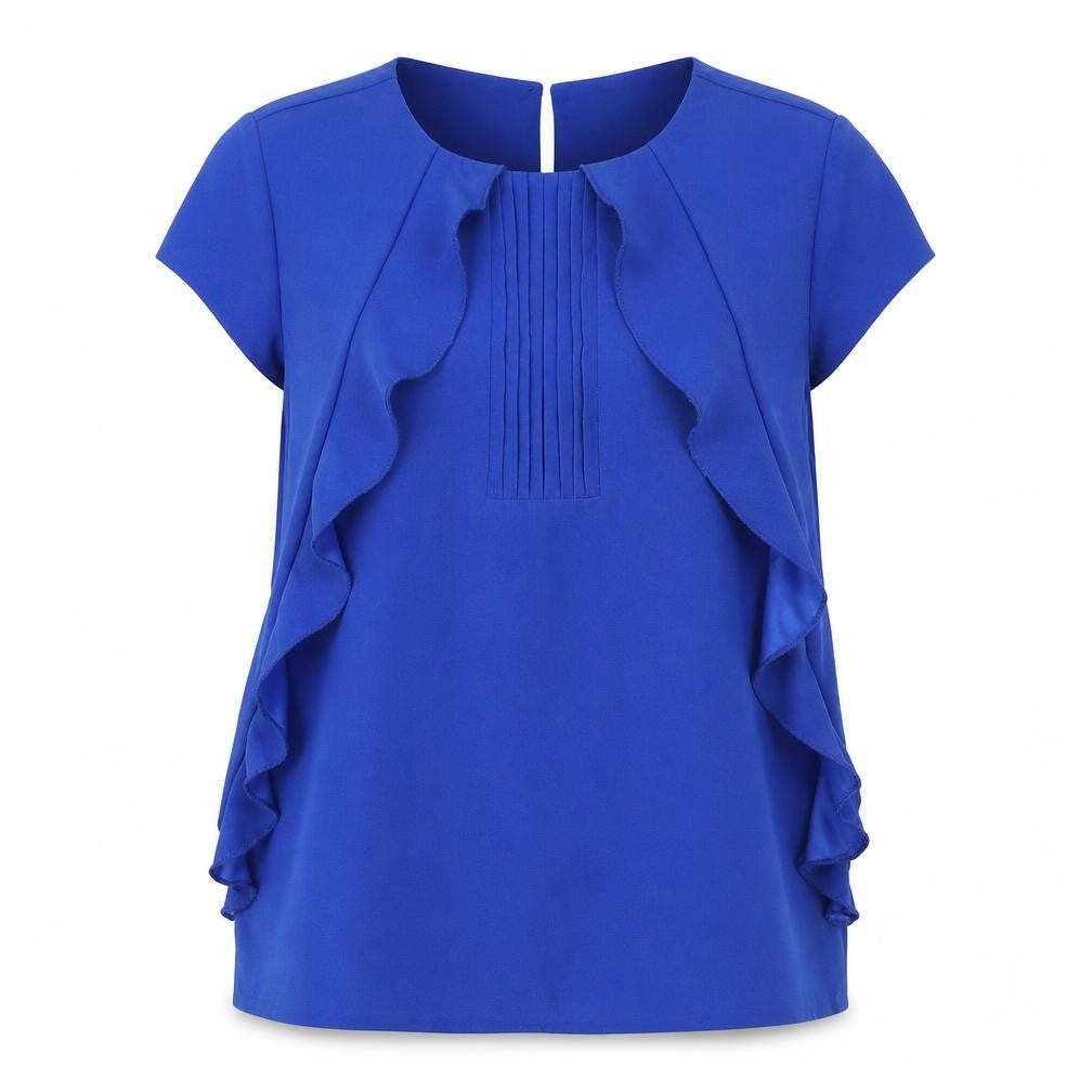 Coast Women's Blue Ruffle Pleat Blouse UK 10 Sleeveless Summer Top
