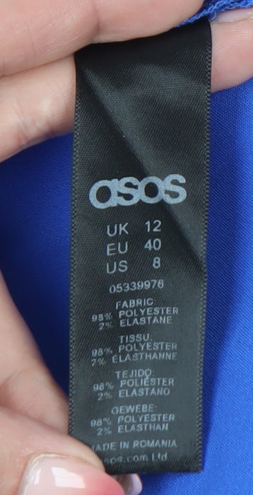ASOS Women’s Blue Wide-Leg Jumpsuit Size 12 V-Neck Sleeveless Summer