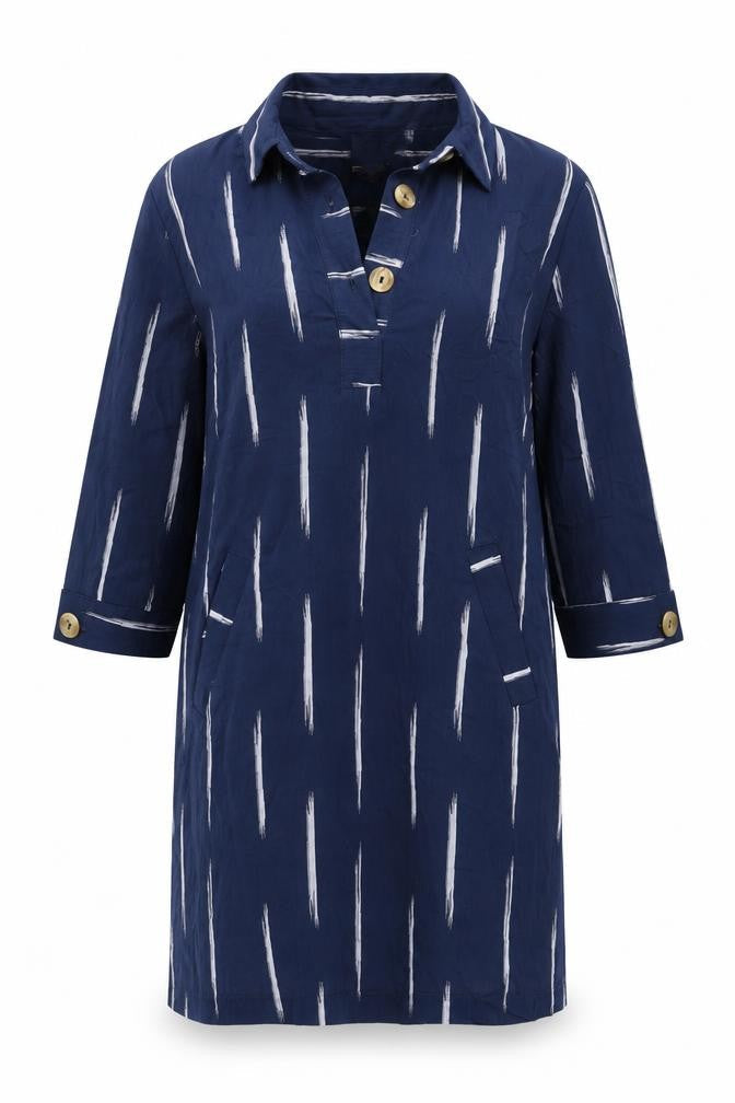 Pomodoro Women’s Blue Size 12 Knee Length Shirt Dress with Pockets
