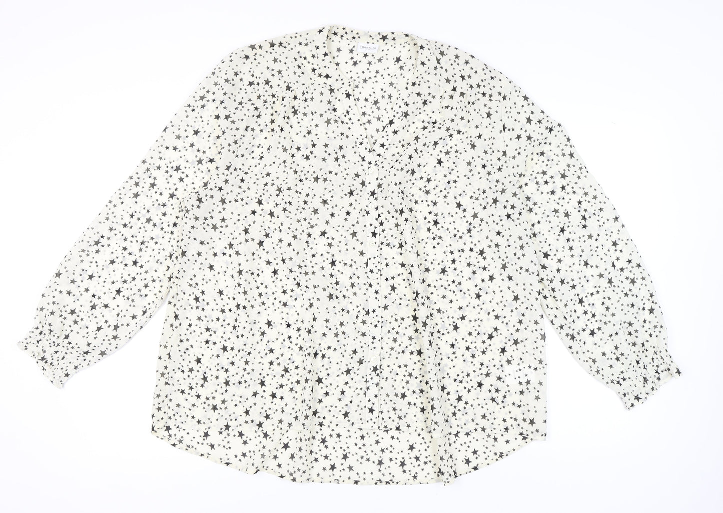 Together Women's White Star Print Chiffon Blouse Size 20
