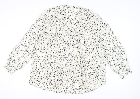 Together Women's White Star Print Chiffon Blouse Size 20