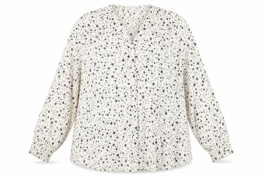 Together Women's White Star Print Chiffon Blouse Size 20