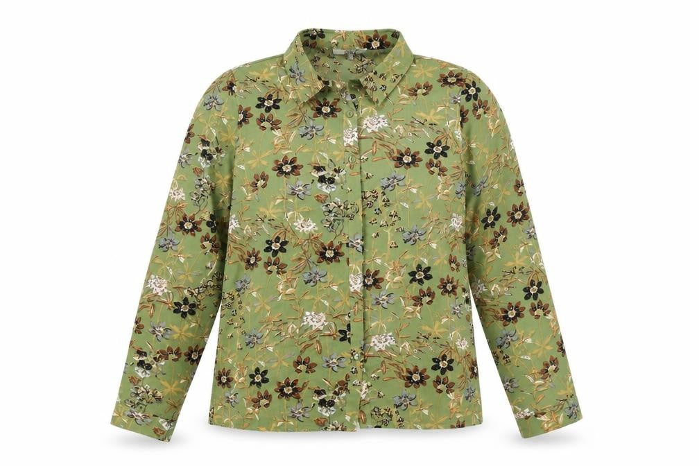M&G Monogram Women’s Green Floral Long Sleeve Button-Up Shirt L