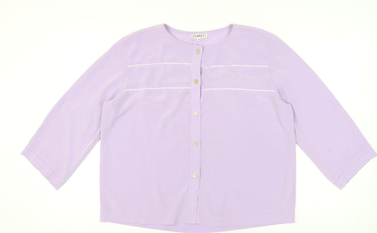Planet Women Purple Button-Up Blouse Size 16 3/4 Sleeve
