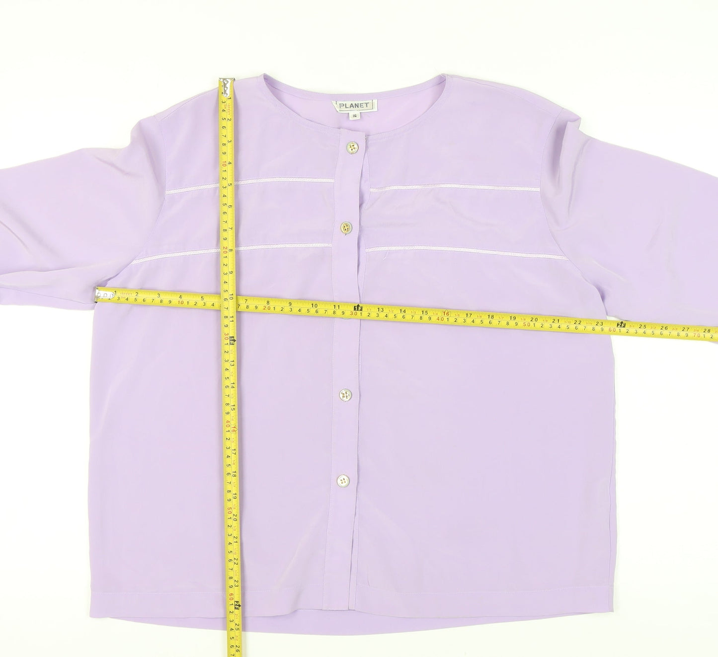 Planet Women Purple Button-Up Blouse Size 16 3/4 Sleeve