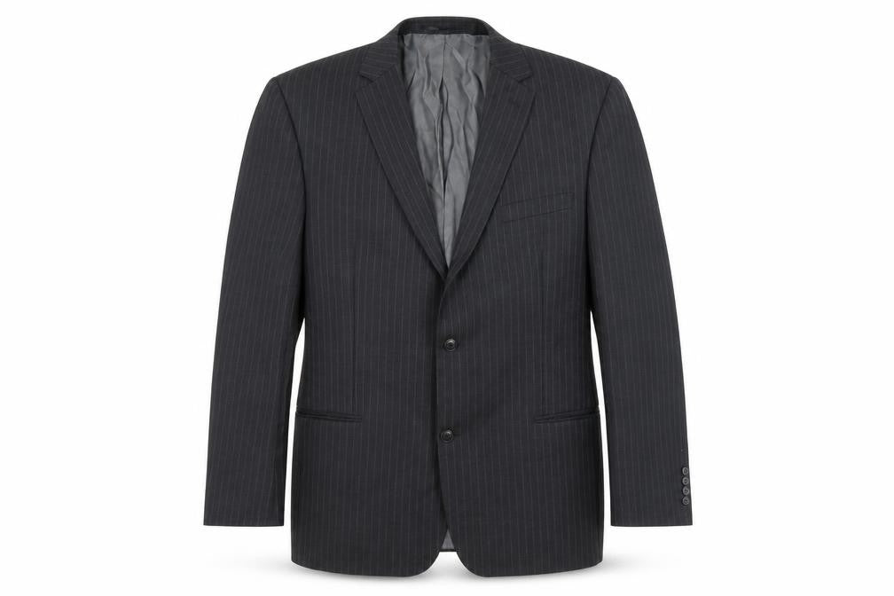 Charlton Gray Men's Grey Pinstripe 46L Wool Blend Blazer Jacket
