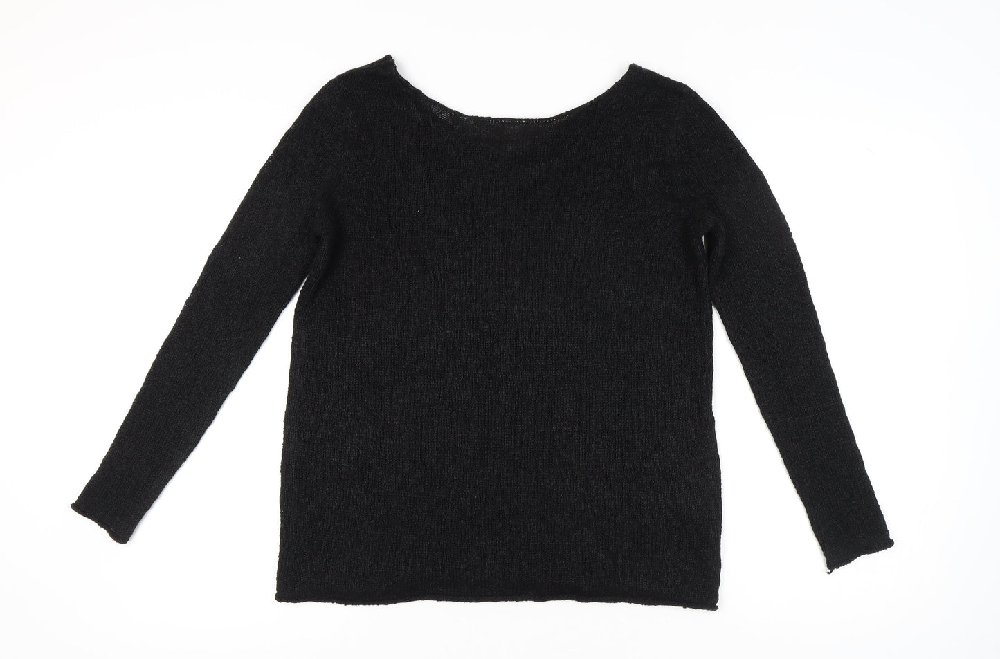 Zara Women’s Black Knit Scoop Neck Jumper Size 8 Long Sleeve