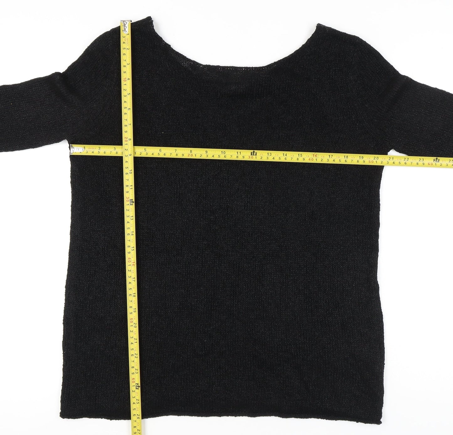 Zara Women’s Black Knit Scoop Neck Jumper Size 8 Long Sleeve