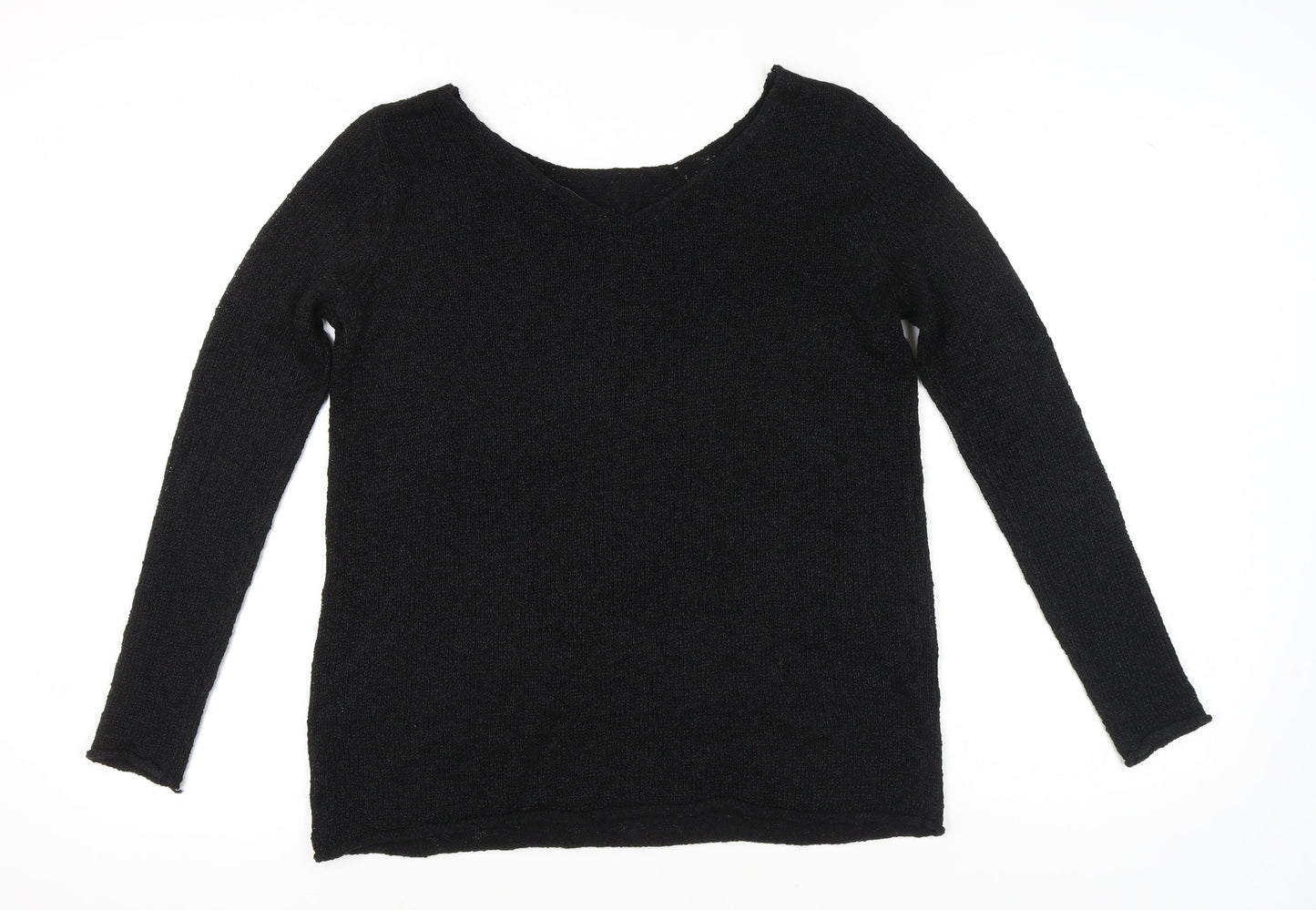 Zara Women’s Black Knit Scoop Neck Jumper Size 8 Long Sleeve
