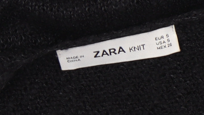 Zara Women’s Black Knit Scoop Neck Jumper Size 8 Long Sleeve