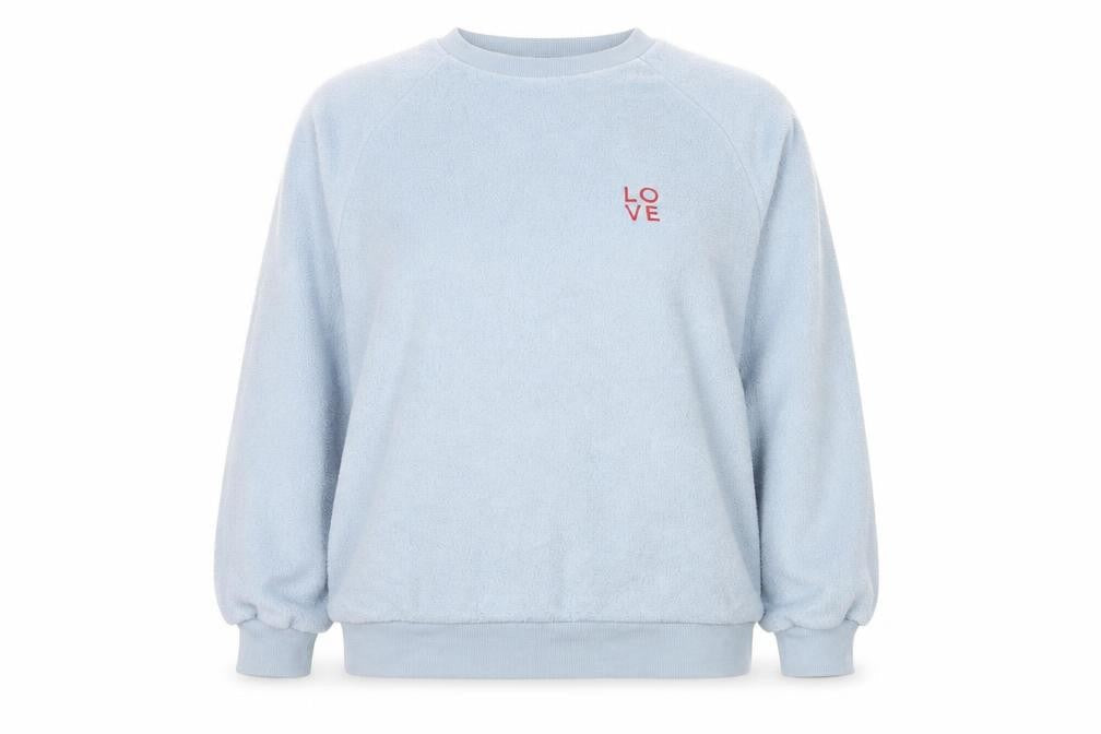 Topshop Women's Blue Size 10 Pullover Sweatshirt with LOVE Embroidery