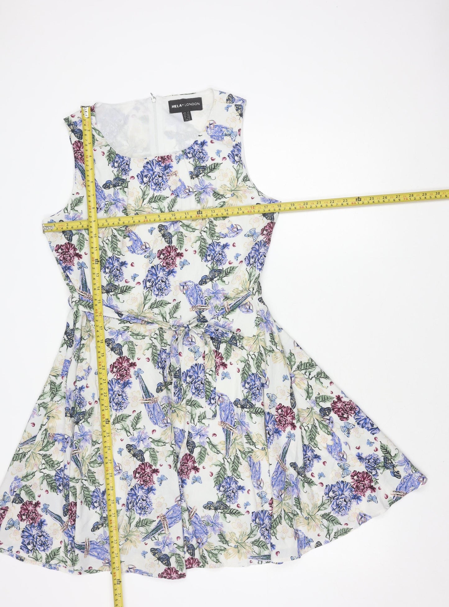 Mela London Women’s Multicoloured Floral Fit & Flare Dress Size 14
