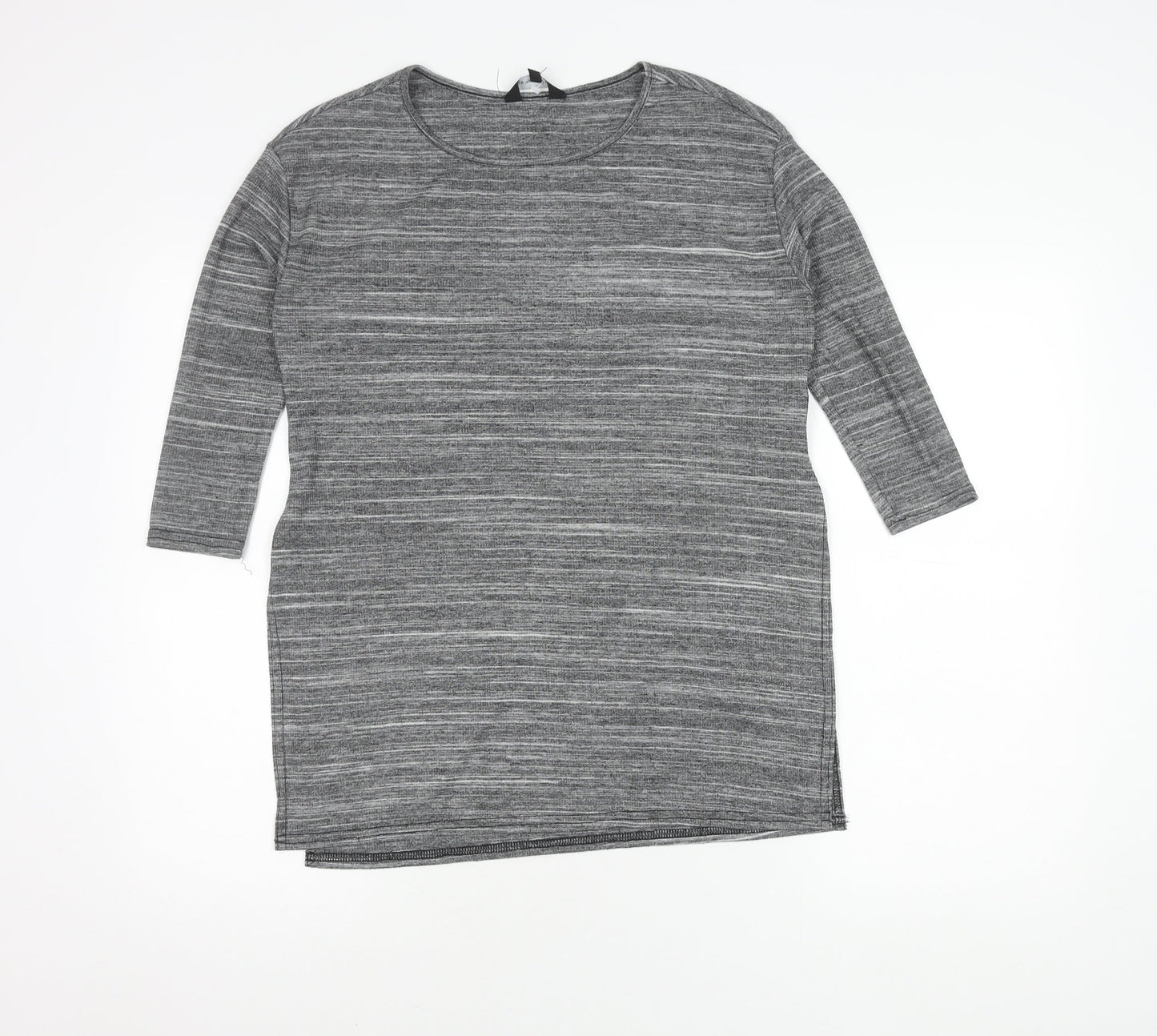 New Look Women’s Grey Jersey Tunic Top Size 10 3/4 Sleeve Scoop Neck