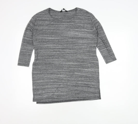 New Look Women’s Grey Jersey Tunic Top Size 10 3/4 Sleeve Scoop Neck