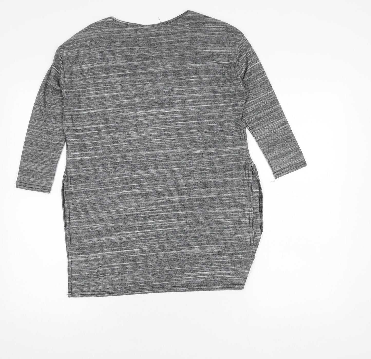 New Look Women’s Grey Jersey Tunic Top Size 10 3/4 Sleeve Scoop Neck