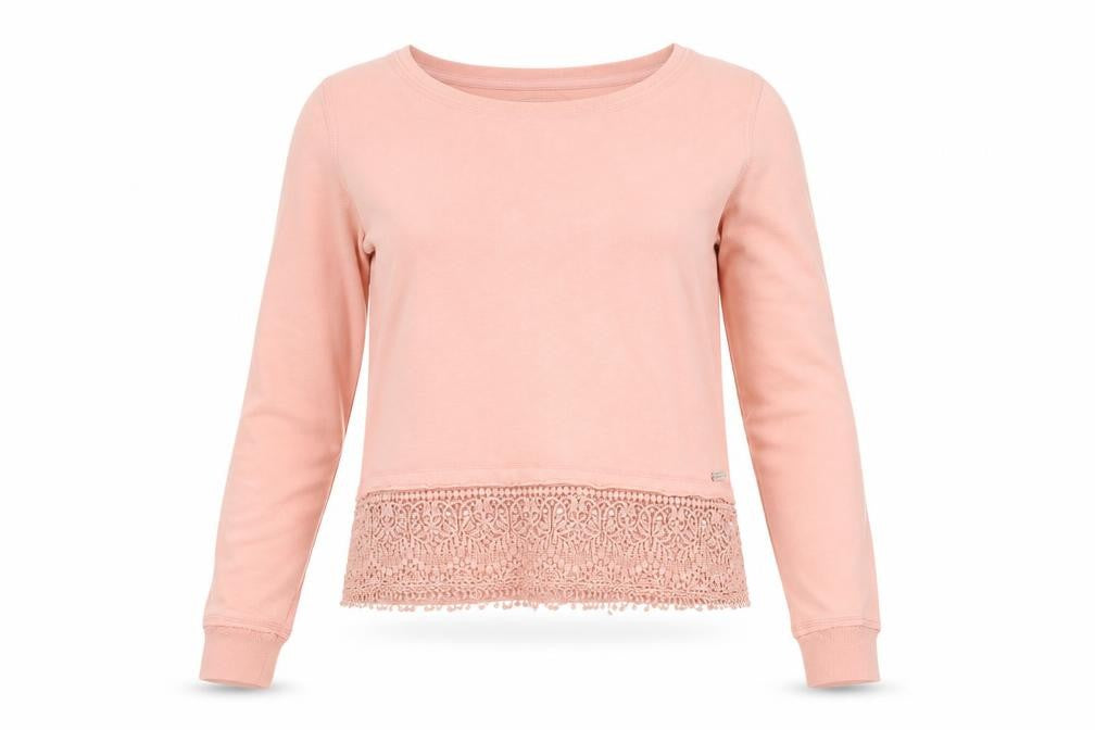 Diesel Women's Pink Crochet Hem Crew Neck Pullover Jumper M