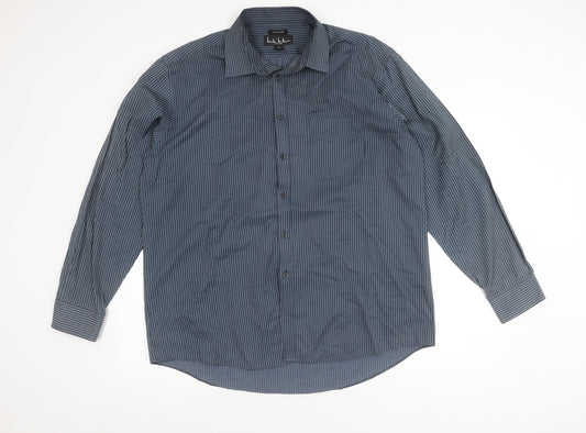 Nicole Miller Men’s Blue Striped XL Dress Shirt Long Sleeve Easy Care