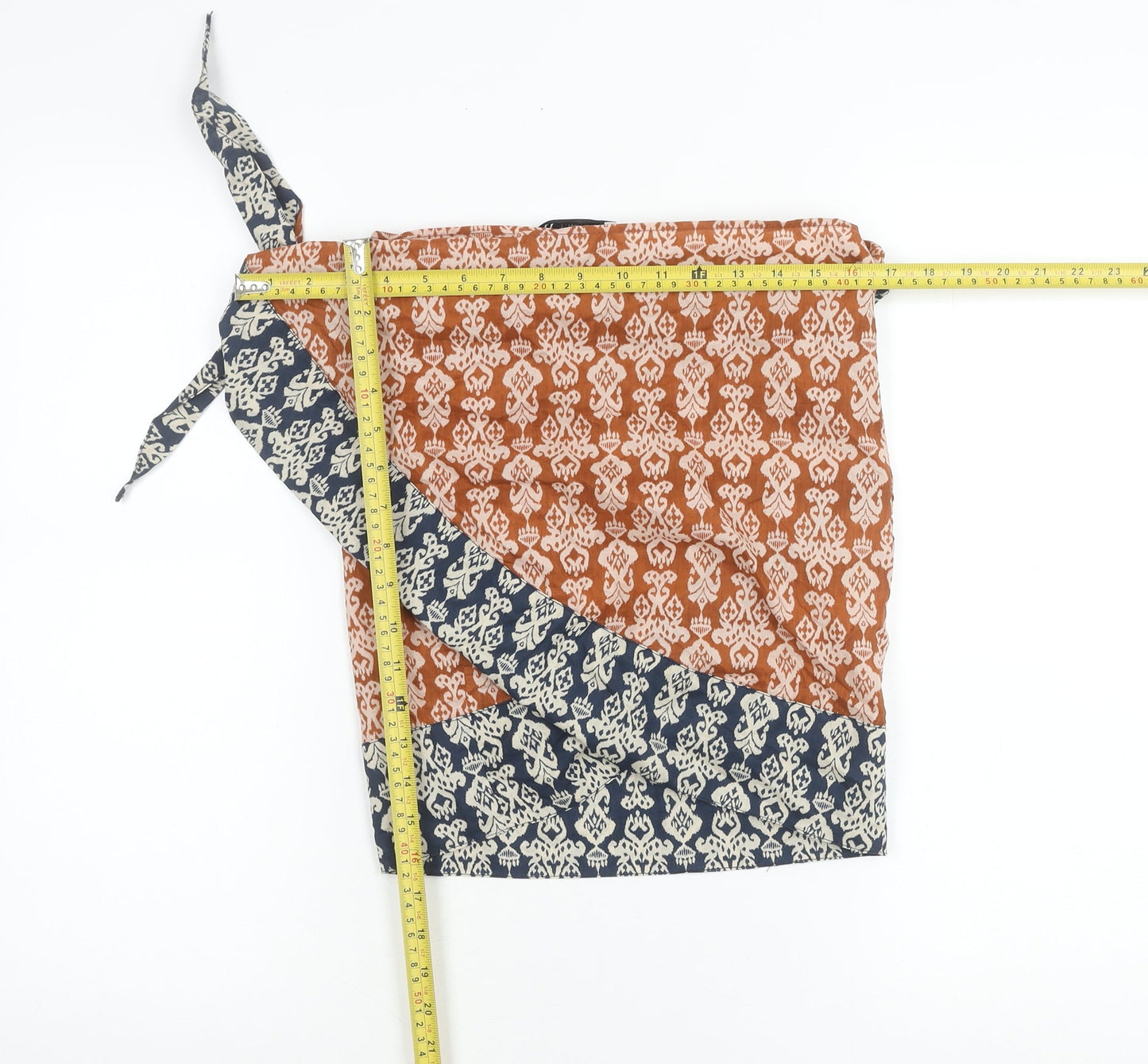 Zara Women’s Orange Geometric Wrap Skirt Size S Cotton Boho Short