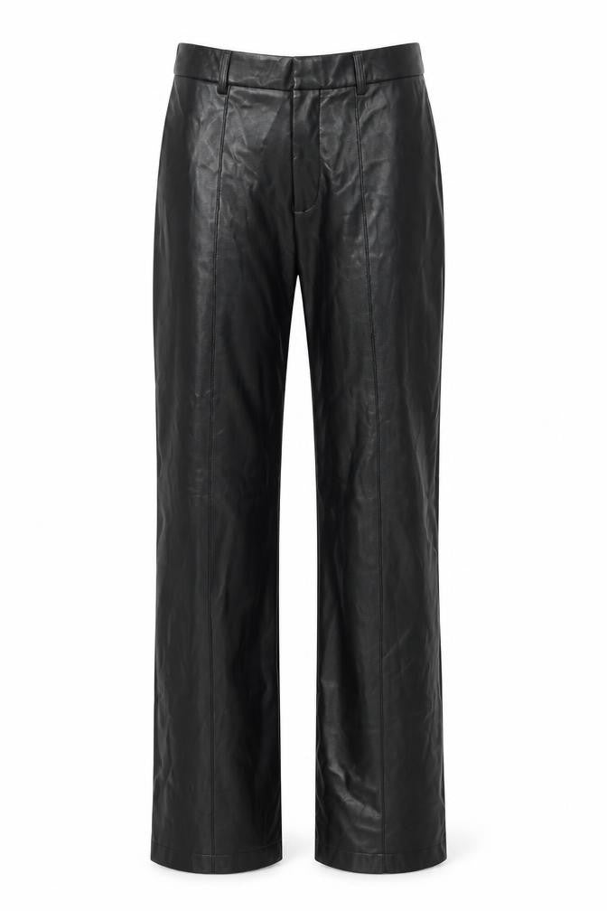 boa. Women's Black Polyurethane Straight Leg Trousers M