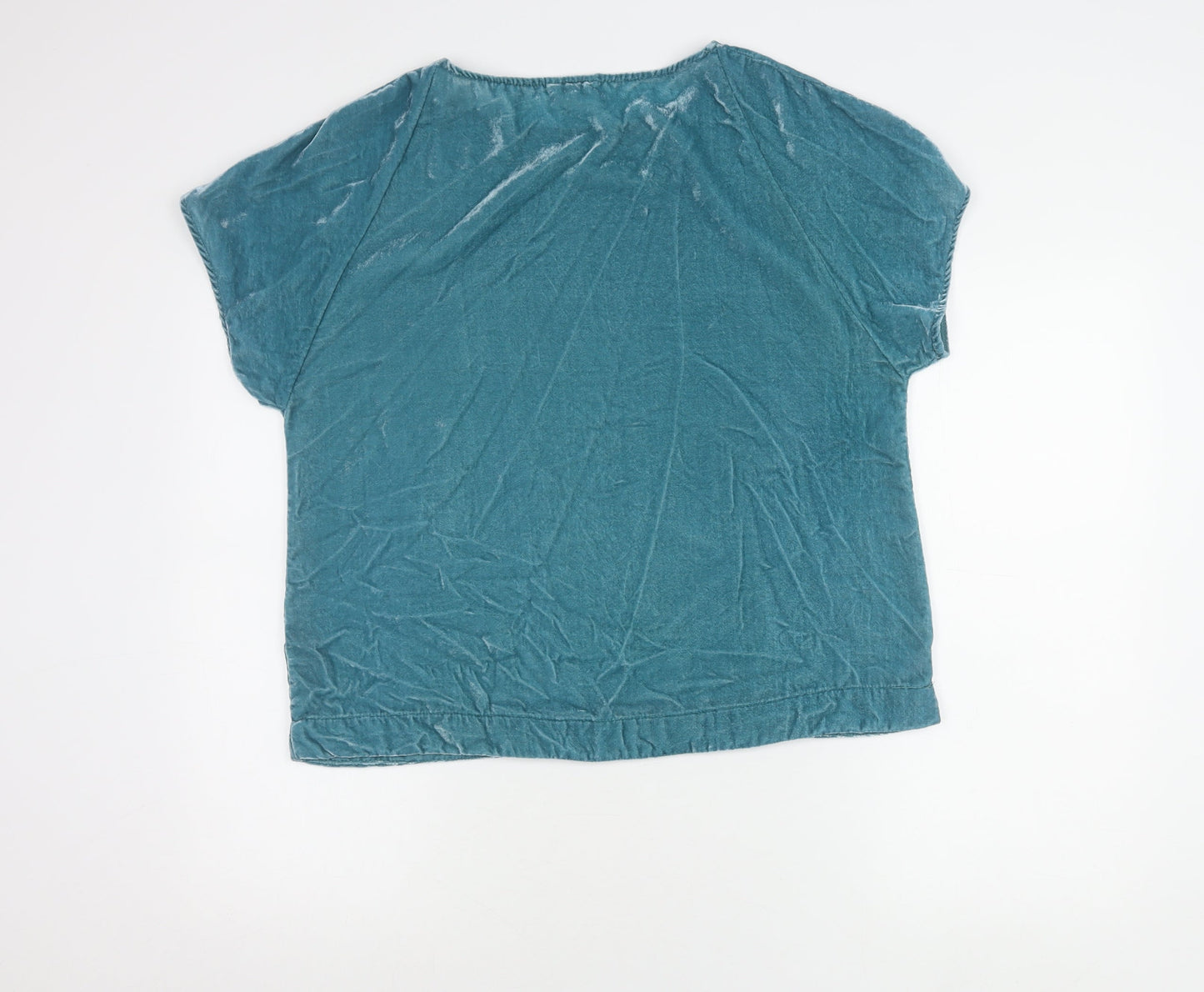 Monsoon Women’s Blue Velvet Short Sleeve Crew Neck Top M Regular