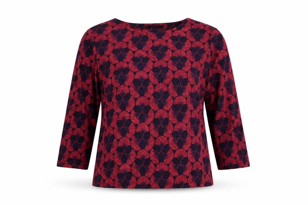 Honor Millburn Women's Red Floral Velvet Blouse Size 14
