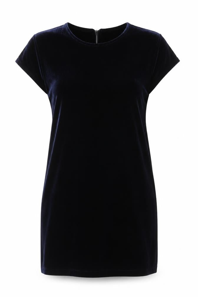 Opolis Fiftythree:2 Women's Blue Velvet Sheath Dress S Short Sleeve Party