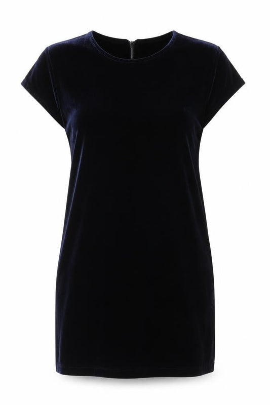 Opolis Fiftythree:2 Women's Blue Velvet Sheath Dress S Short Sleeve Party