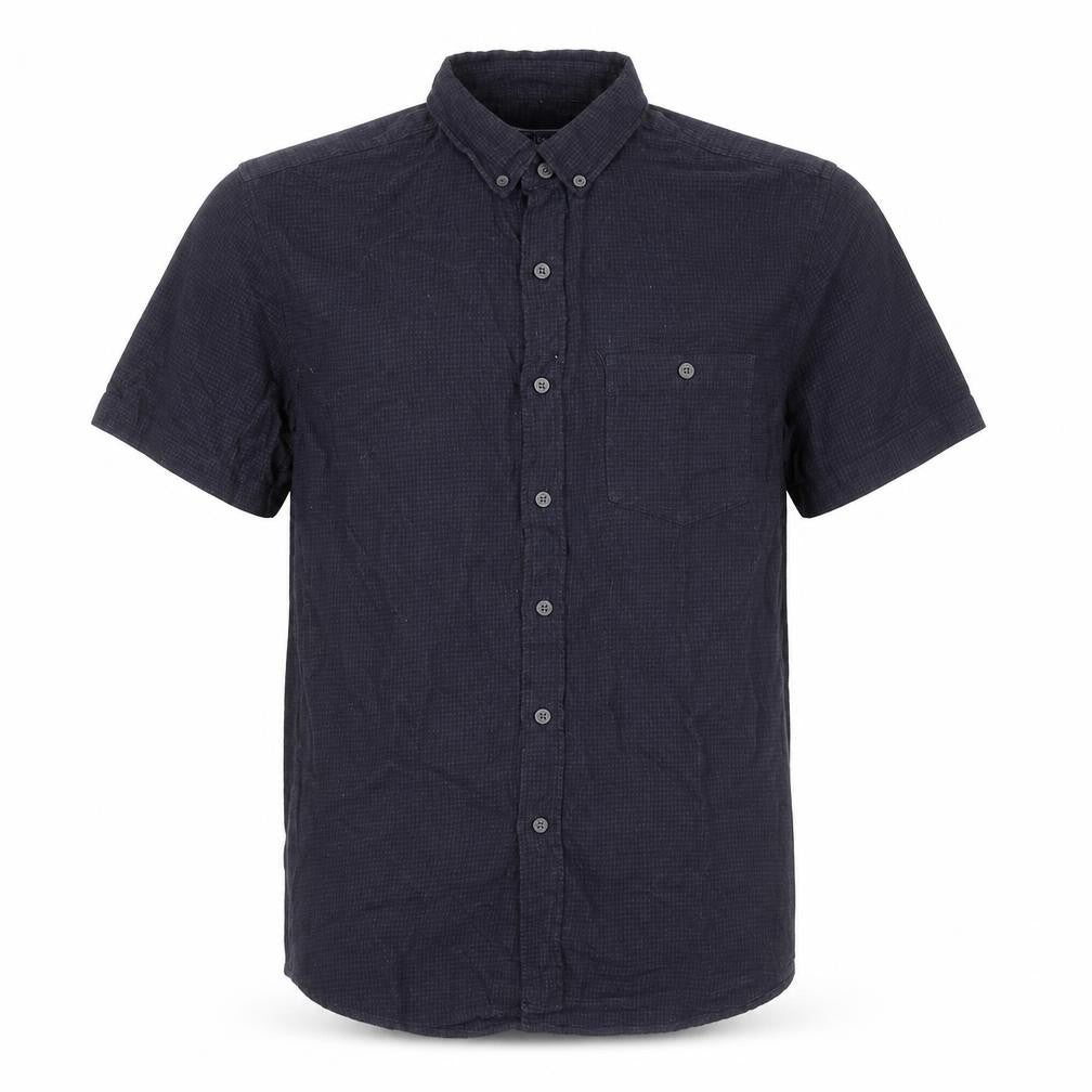Topman Men's Black Check Cotton Short Sleeve Button-Up Shirt M