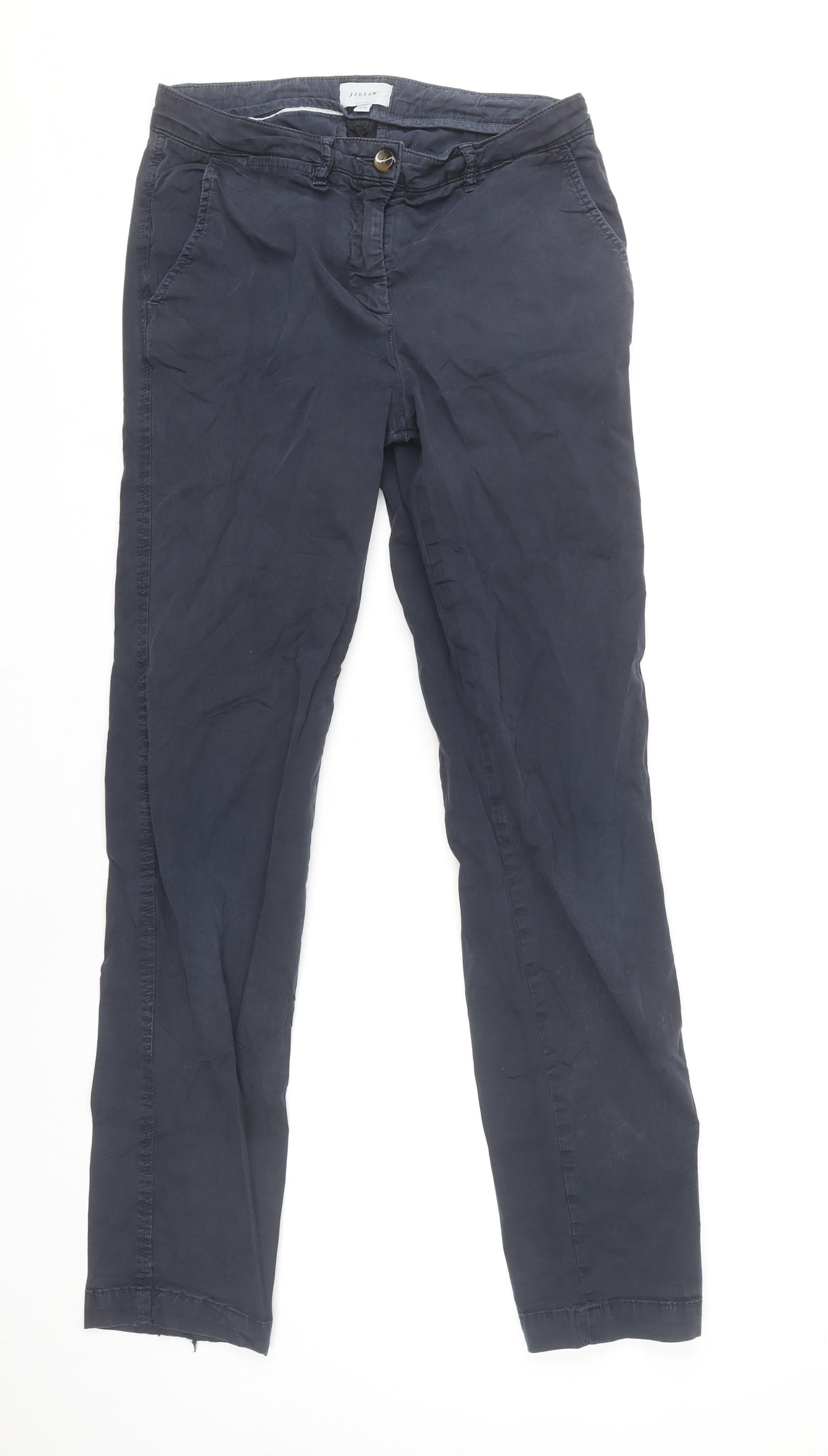 Jigsaw Womens Blue Slim Fit Chino Trousers UK 8 Straight Leg Cotton