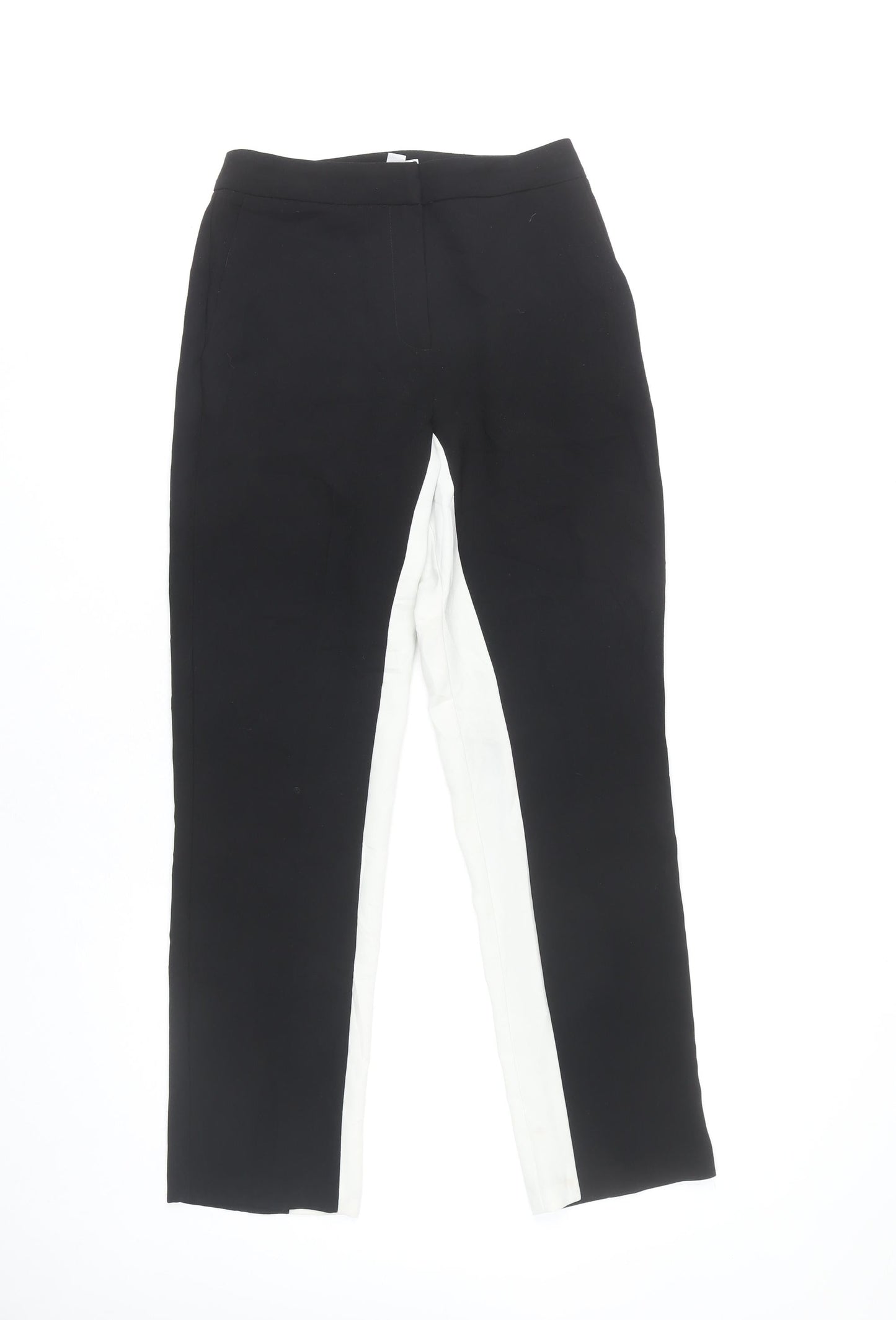 Topshop Womens Black White Stripe Straight Leg Slim Trousers UK 6