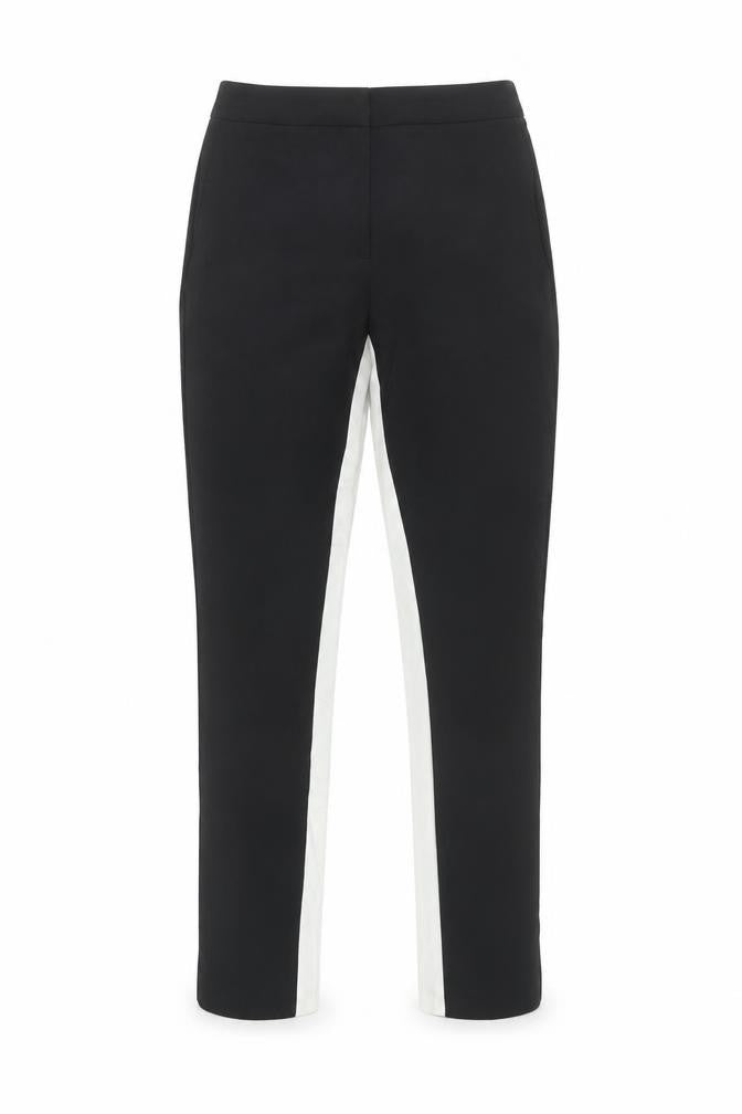 Topshop Womens Black White Stripe Straight Leg Slim Trousers UK 6