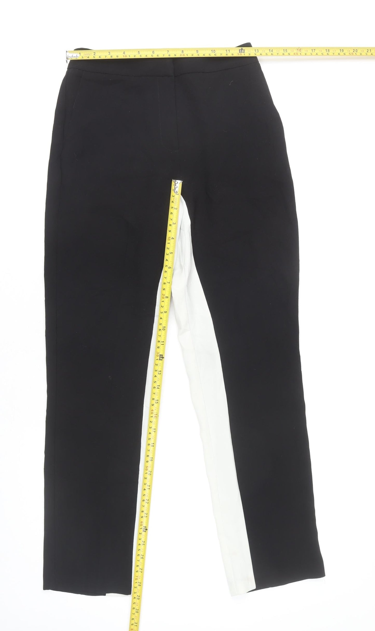 Topshop Womens Black White Stripe Straight Leg Slim Trousers UK 6