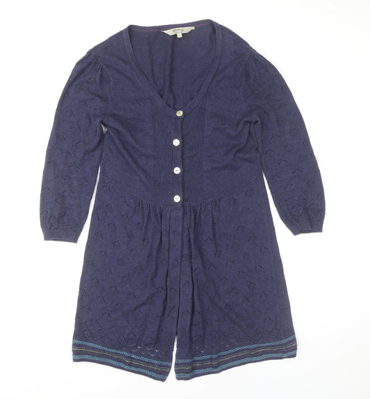 Mantaray Women's Blue Size 10 V-Neck 3/4 Sleeve Knit Cardigan