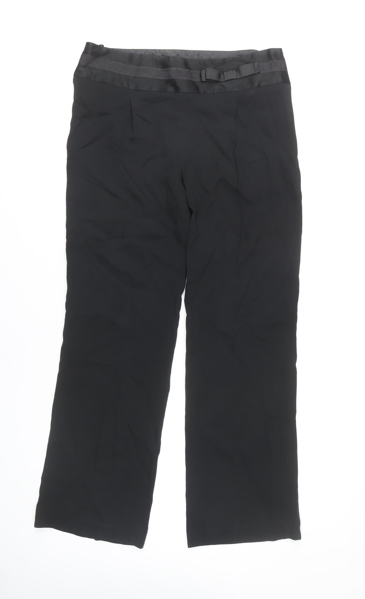 Marks and Spencer Women Black Size 14 Dress Pants Straight Leg Belted