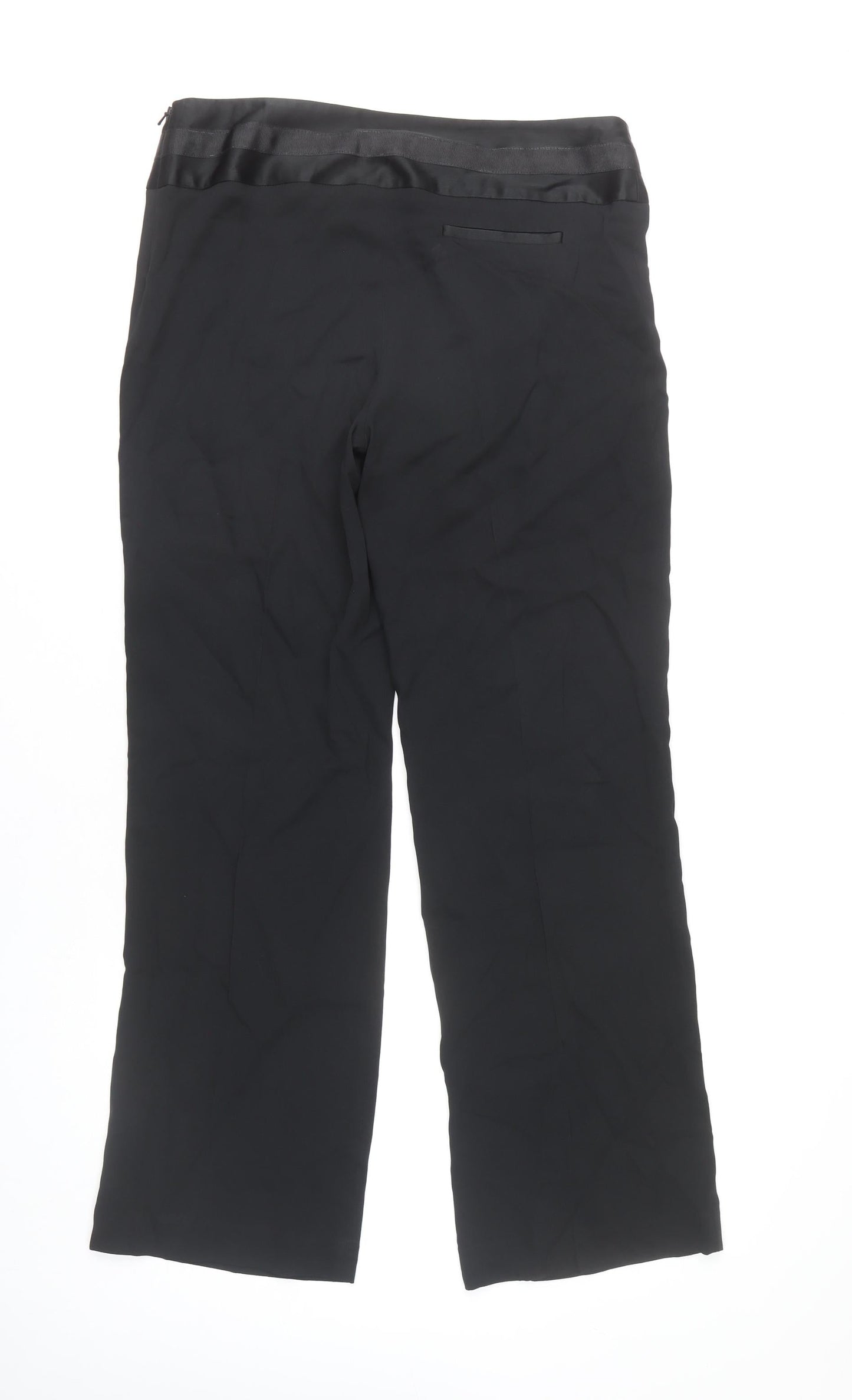 Marks and Spencer Women Black Size 14 Dress Pants Straight Leg Belted
