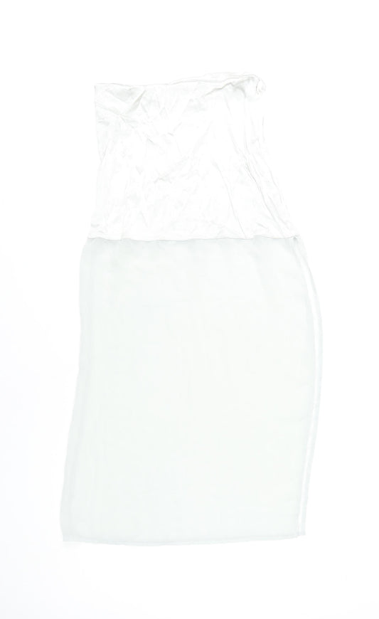Zara Women White Midi Pencil Skirt M Viscose Stretch