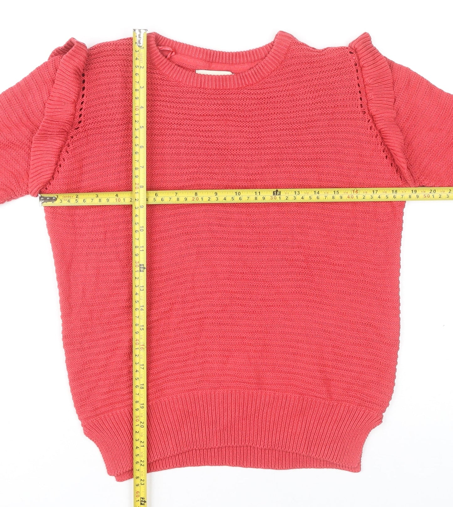 Papaya Women’s Pink Ruffle Crew Neck Jumper Size 10