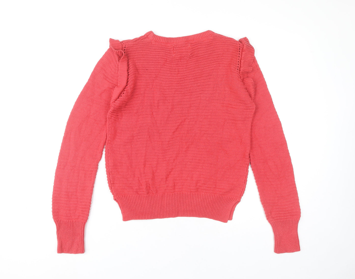 Papaya Women’s Pink Ruffle Crew Neck Jumper Size 10