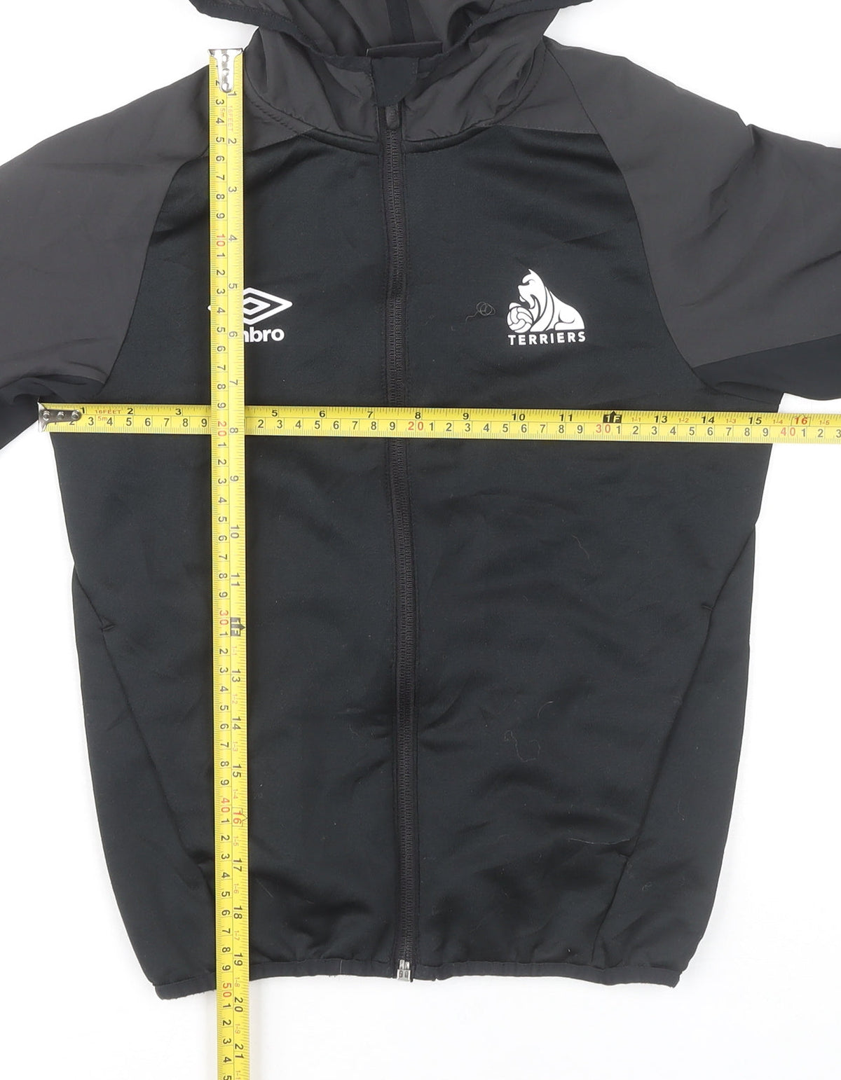 Umbro Boys Black Windbreaker Jacket Hooded Full Zip Size 9Y