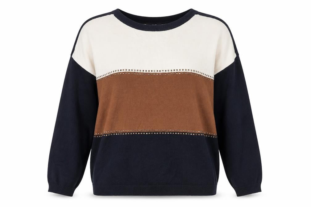 Wallis Women's Black Brown Colour Block Studded Jumper Size M