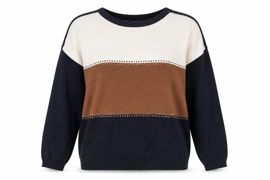 Wallis Women's Black Brown Colour Block Studded Jumper Size M