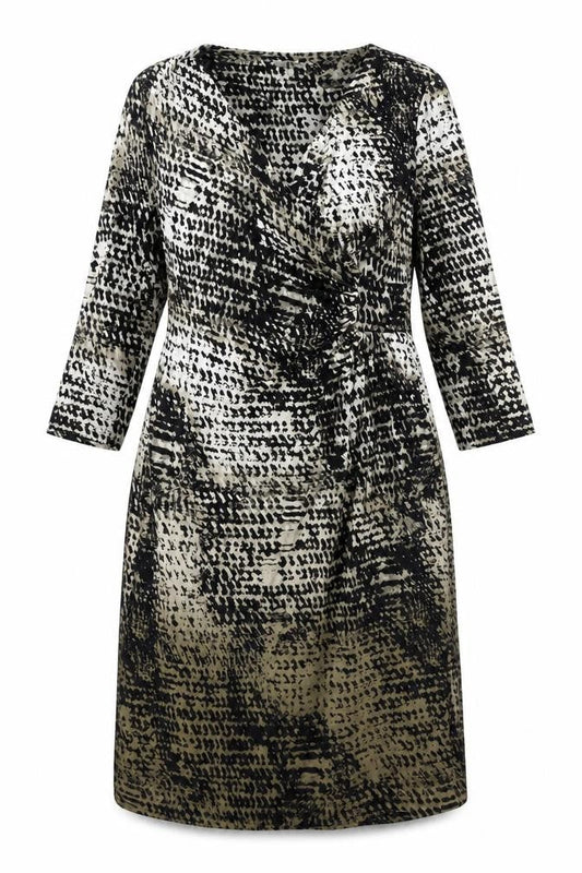Country Casuals Women’s Multicoloured Animal Print Sheath Dress XL V-Neck Ruched