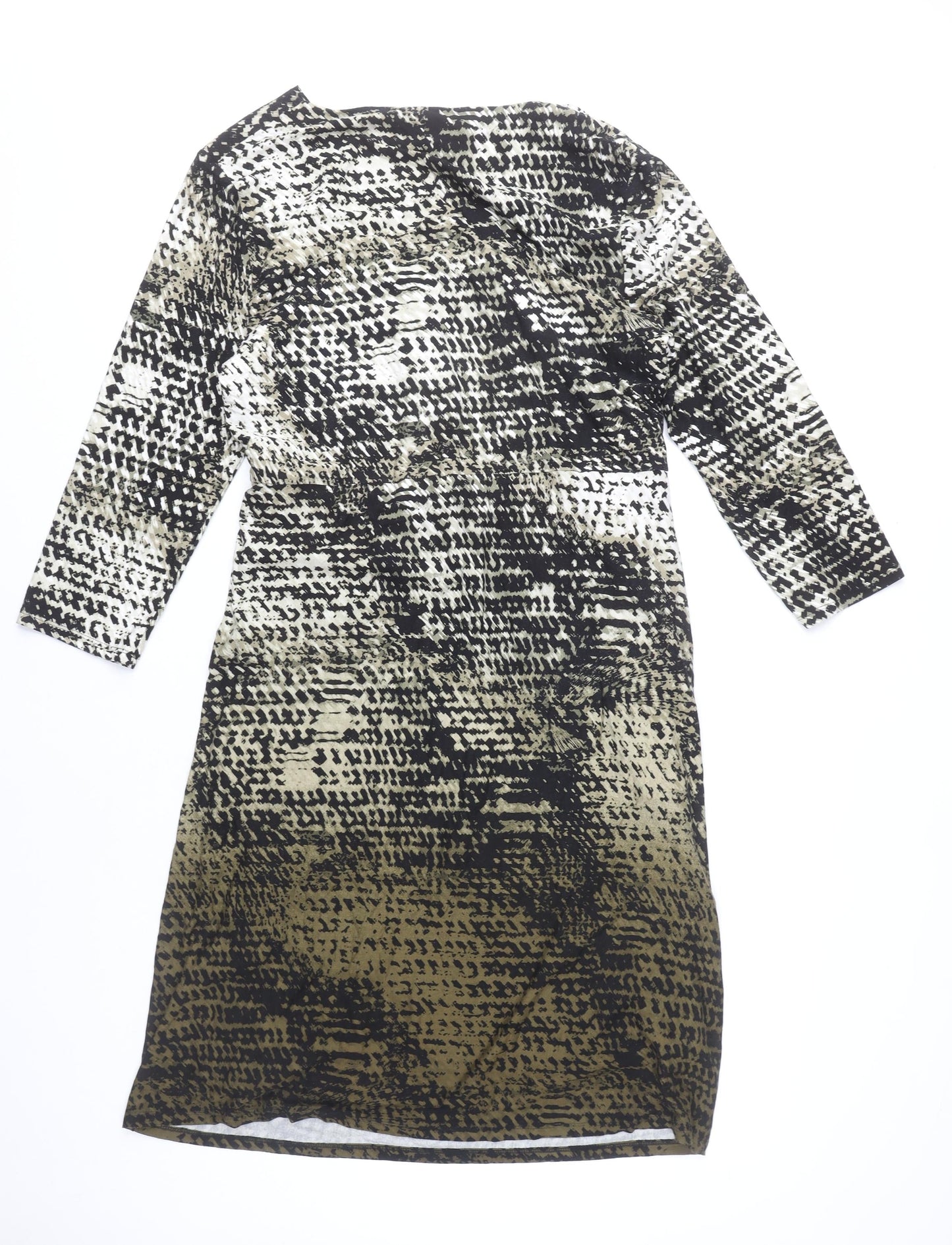 CC Women’s Multicoloured Animal Print Sheath Dress XL V-Neck Ruched