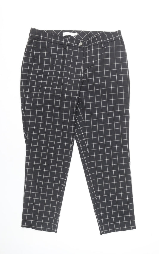 Lady Hagen Women's Black Check Ankle Trousers Size 10