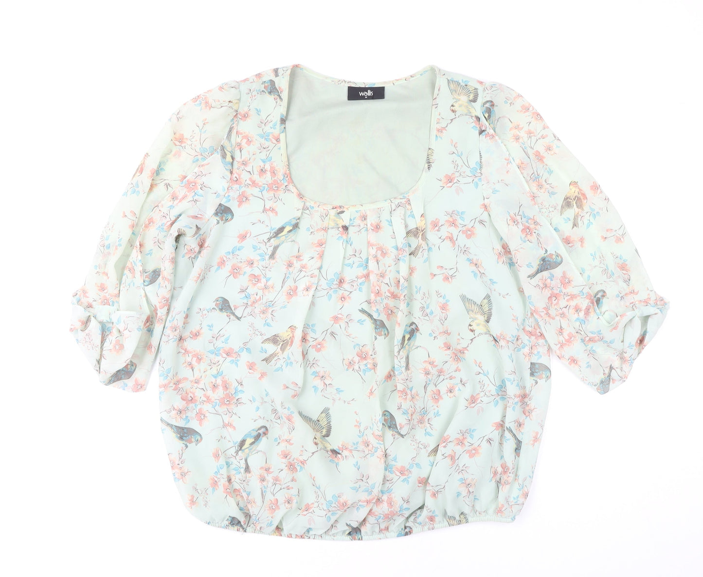 Wallis Women’s Multicoloured Bird Floral Chiffon Tunic Blouse Size 14