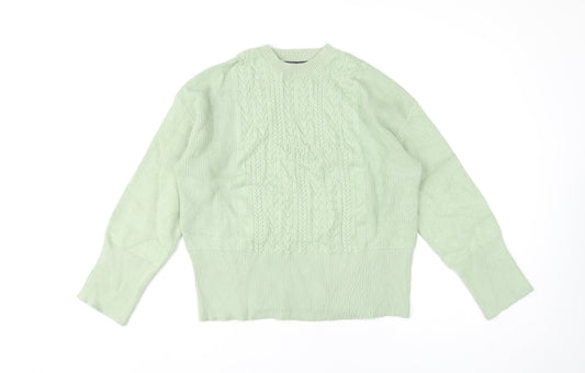 Marks and Spencer Womens Green M Cable-Knit Crew Neck Jumper