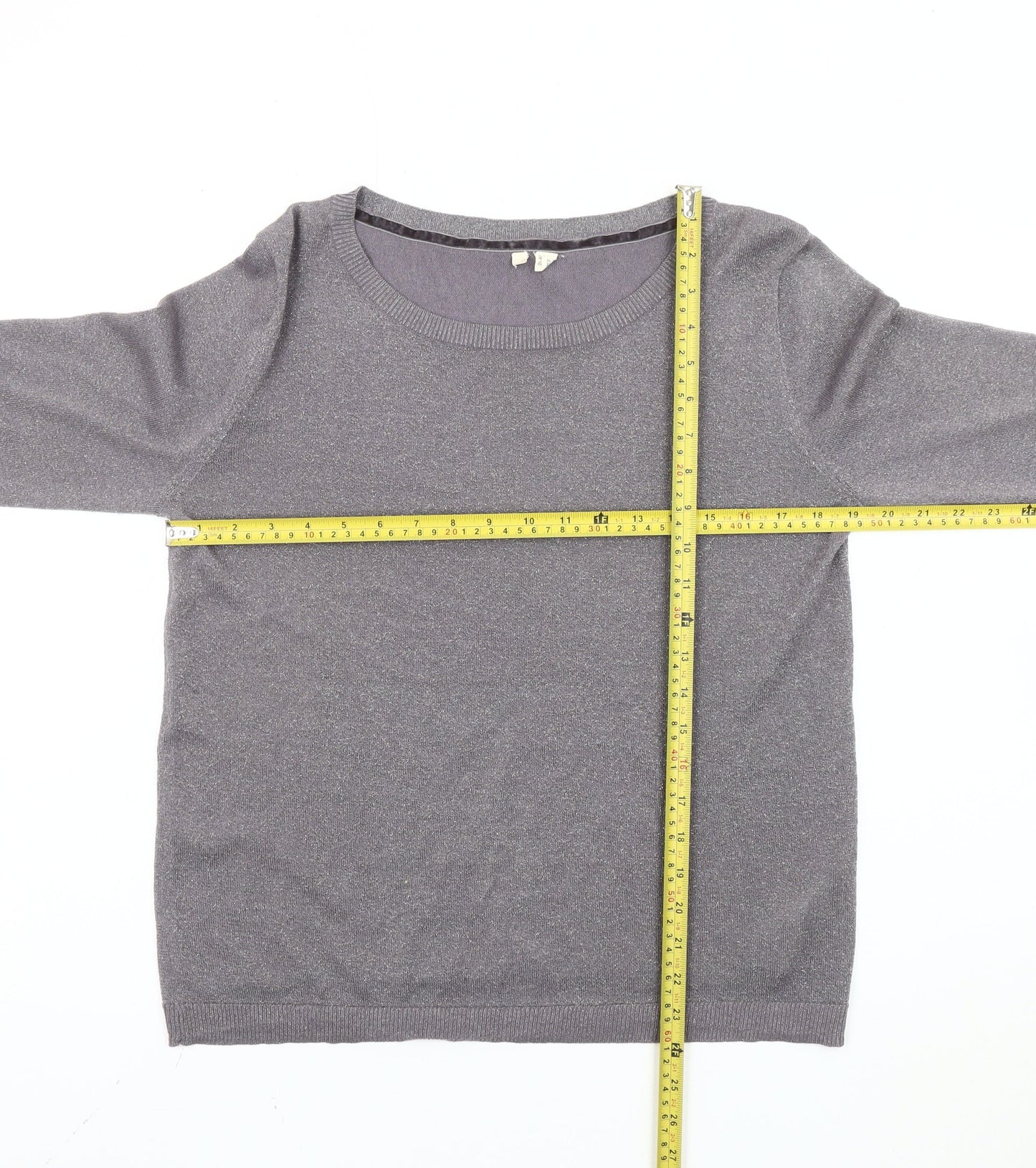 White Stuff Women's Grey Size 12 Scoop Neck Pullover Jumper