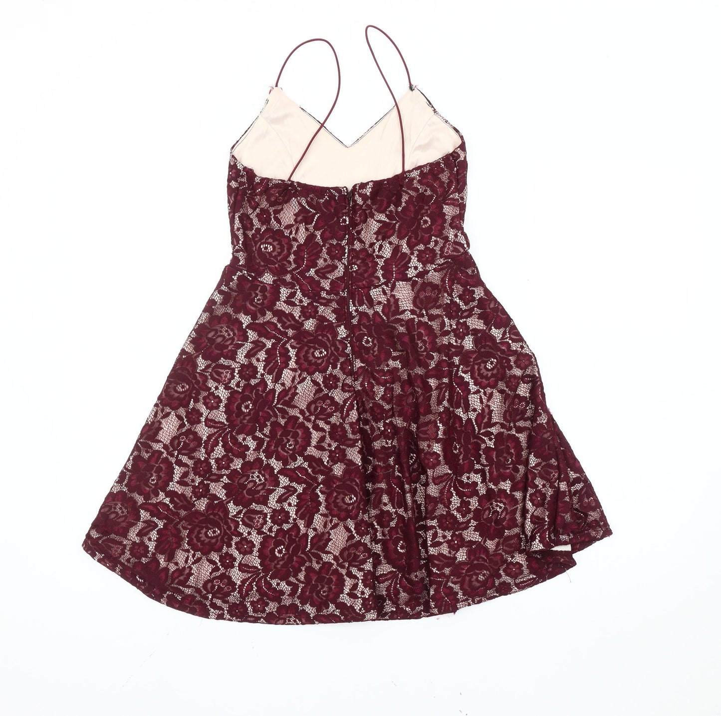 AX Paris Women's Red Lace A-Line Sleeveless Party Dress Size 10