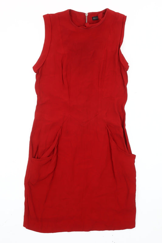 Zara Woman Red Sleeveless Sheath Dress XS Knee Length Classic